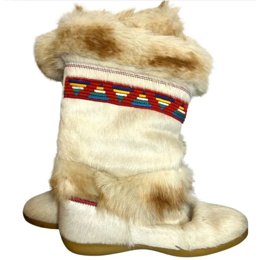 Tecnica Skandia 3915 Apres Ski Fur Hide Boots Italy Women’s 8.5” Vintage Winter